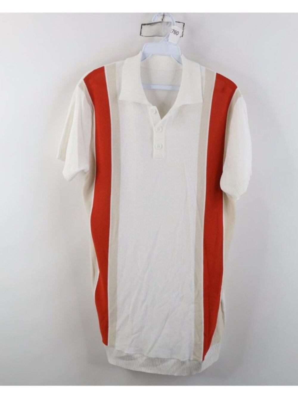 Vintage 90s Rockabilly Mens Medium Striped Color Block Knit Pullover Polo Shirt